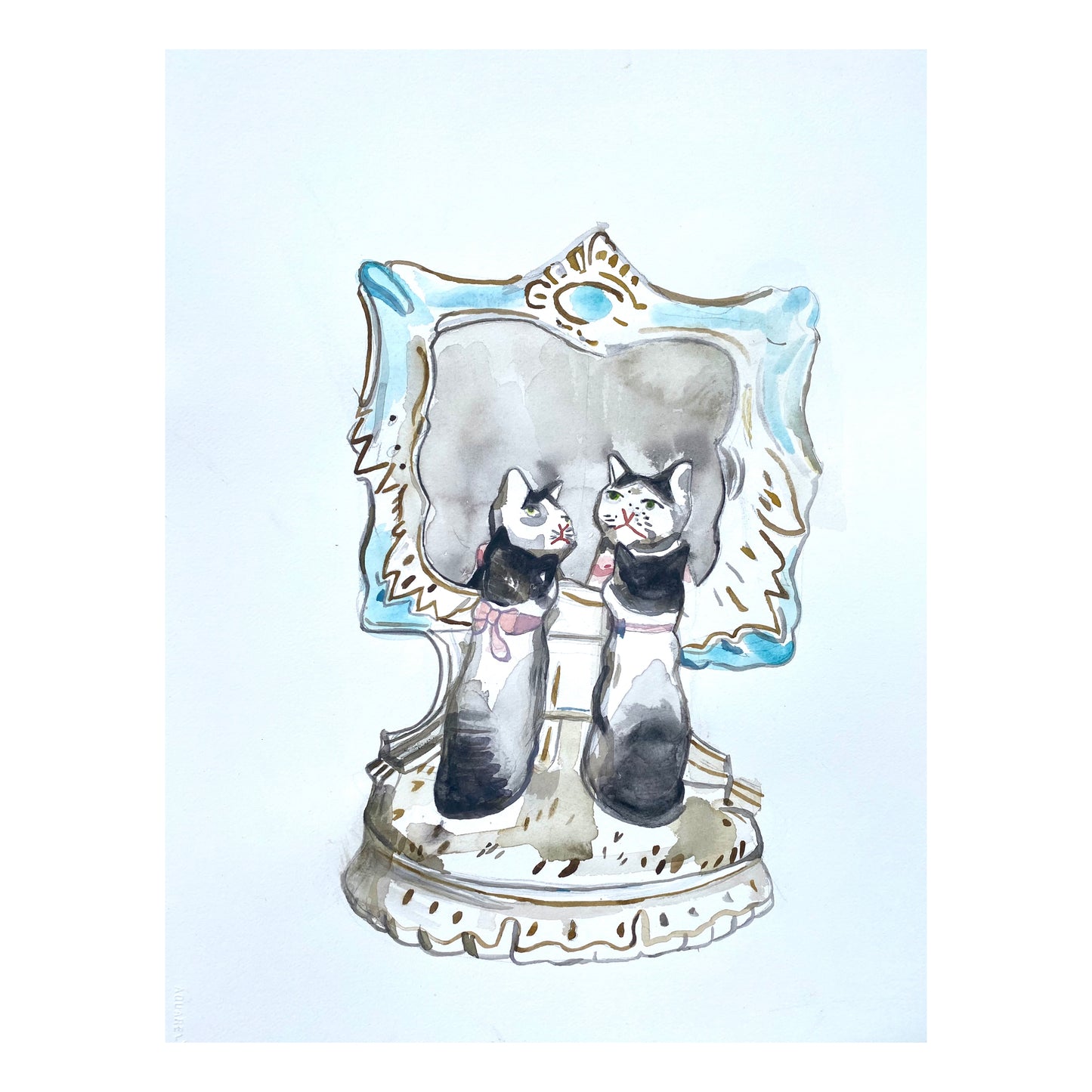 Mirror cats figurine