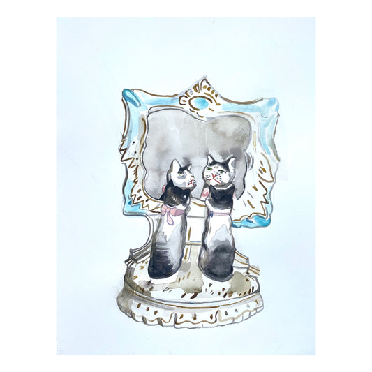 Mirror cats figurine