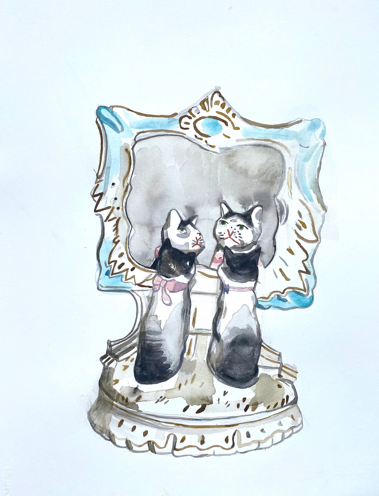 Mirror cats figurine